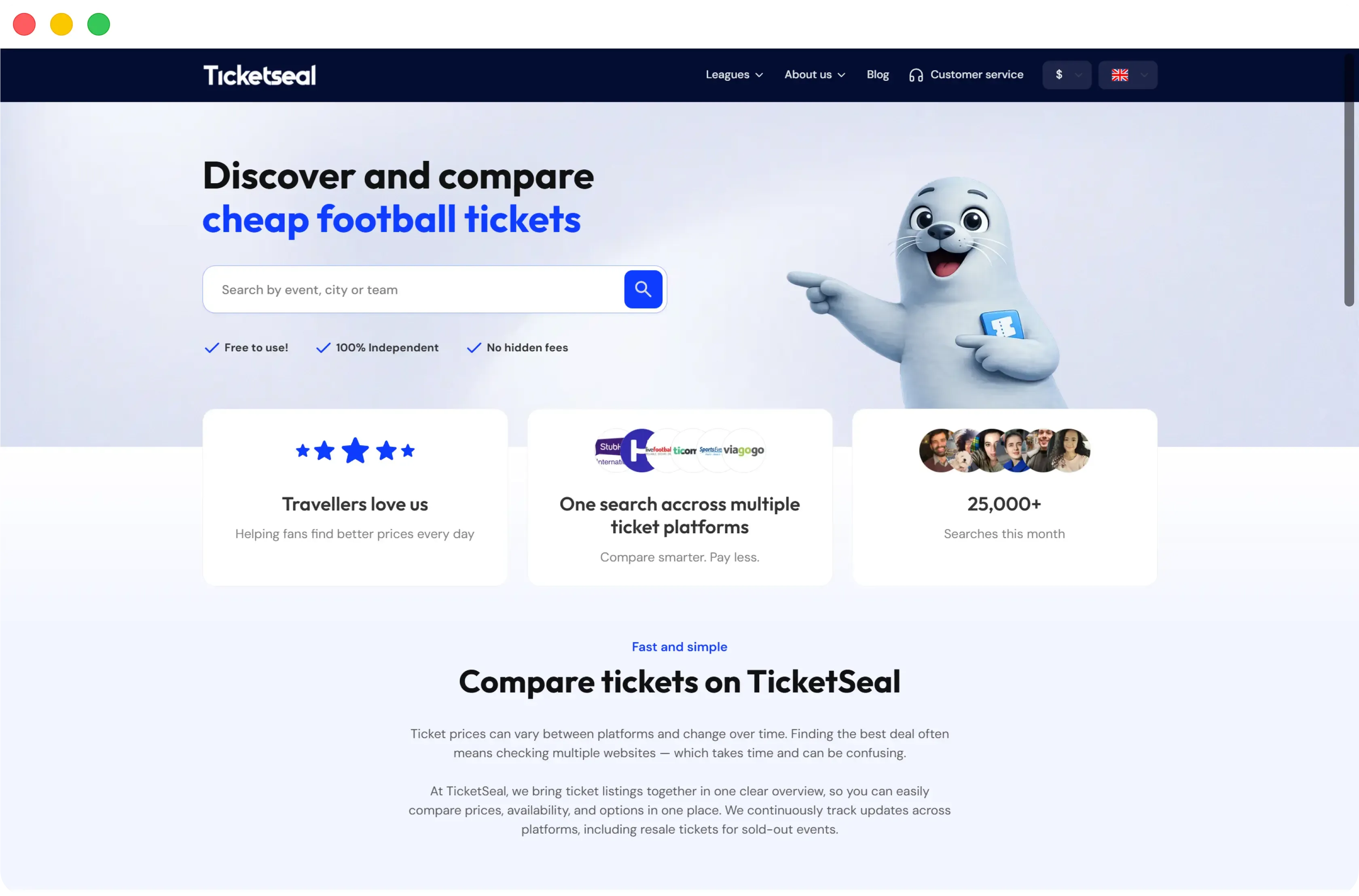 Ticketseal homepage screenshot